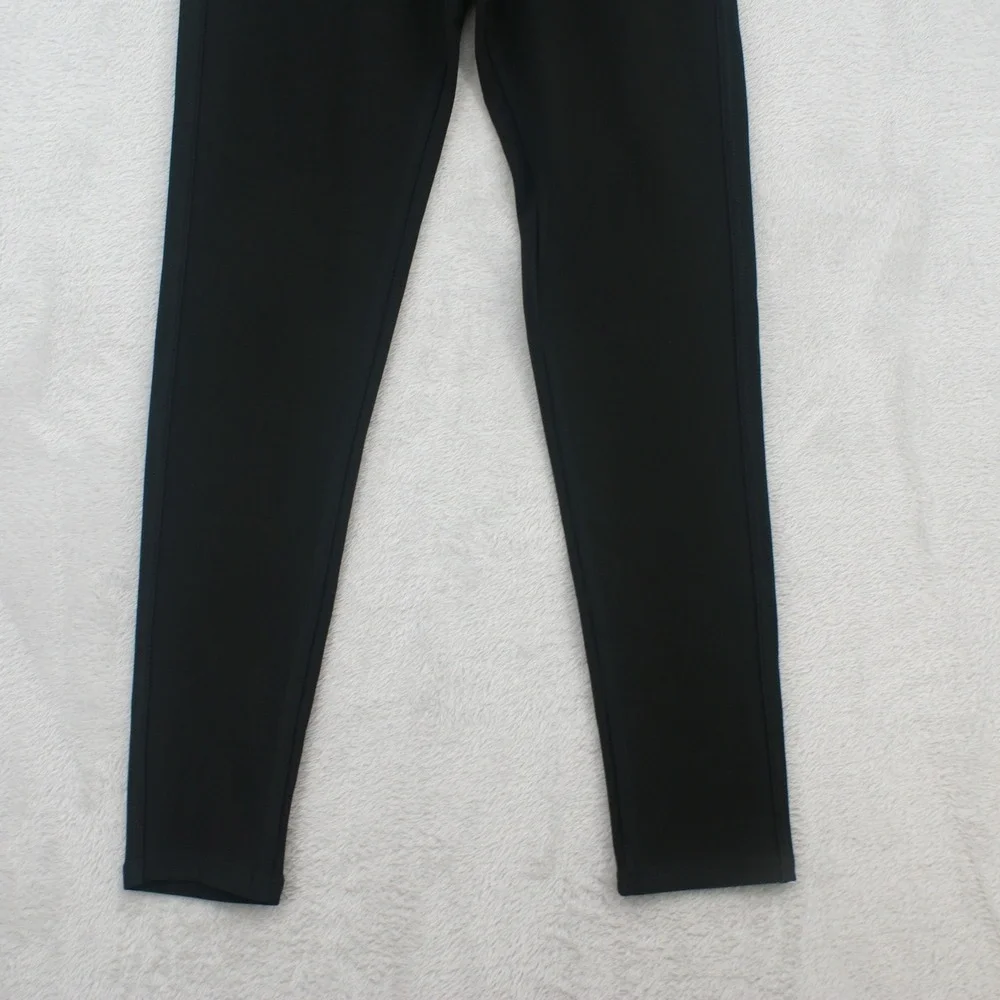 Indero Scuba Knit Black Stretch Pants Mens S/M Elastic Waist Button Accent